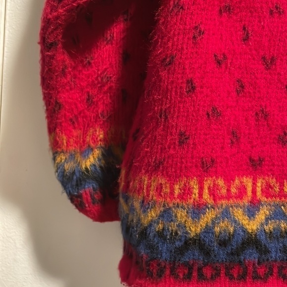 𝅺Yari Artesanias Multicolored Hooded Wool Zip Drawstring Llama Sweater Jacket - Picture 7 of 8